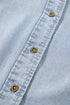 Beau Blue Ruffle Short Puff Sleeve Summer Chambray Shirt